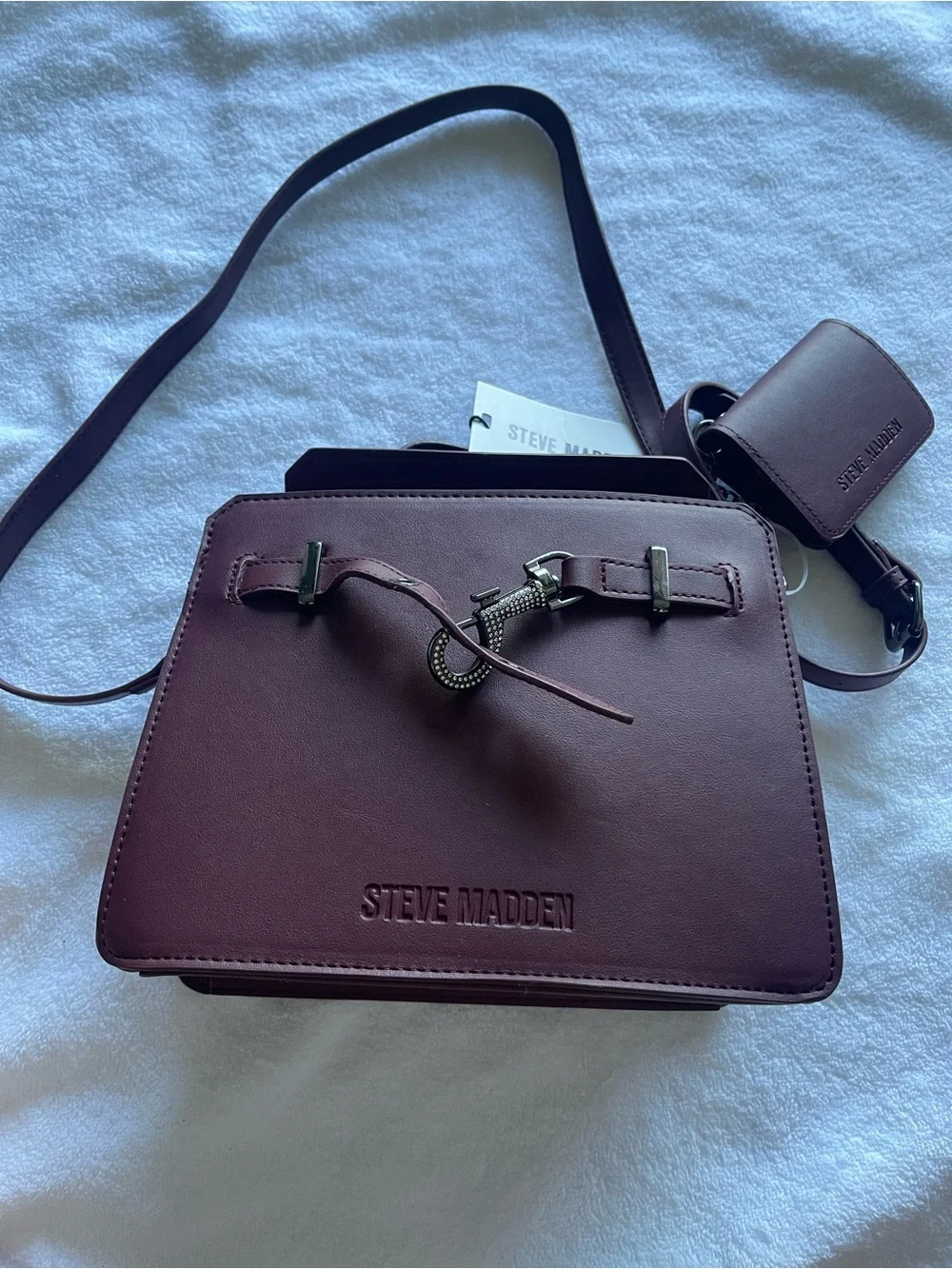 Steve Madden Plum Structured Top-Handle Satchel